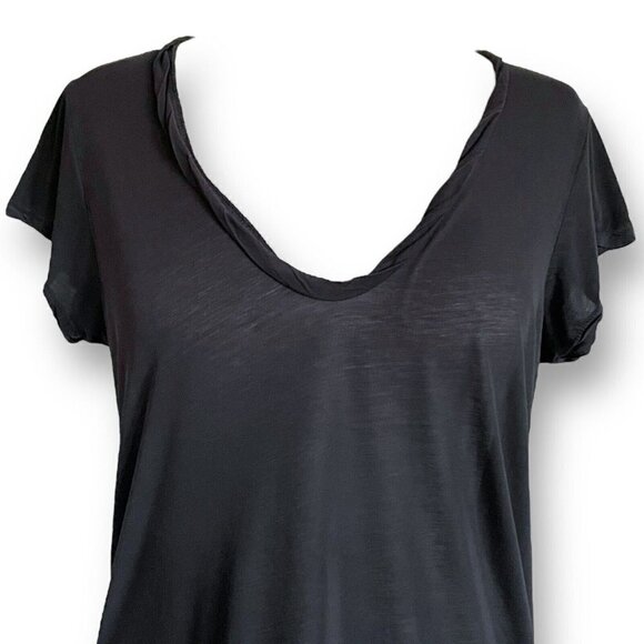Standard James Perse Womens Tee Sz 2 M Gray Silk V-neck Shirt Minimalist Top - Picture 3 of 6